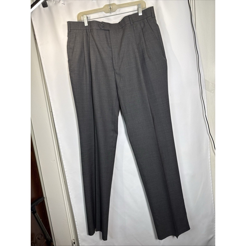 NWT Jos A Bank 100% Wool Dress Pants Mens 38/36.5" Raw Hem Charcoal Traveler Fit